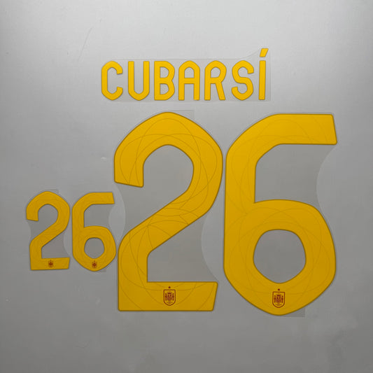 #26 Cubarsi 2024 Spain Home Name ＆ Number set Official