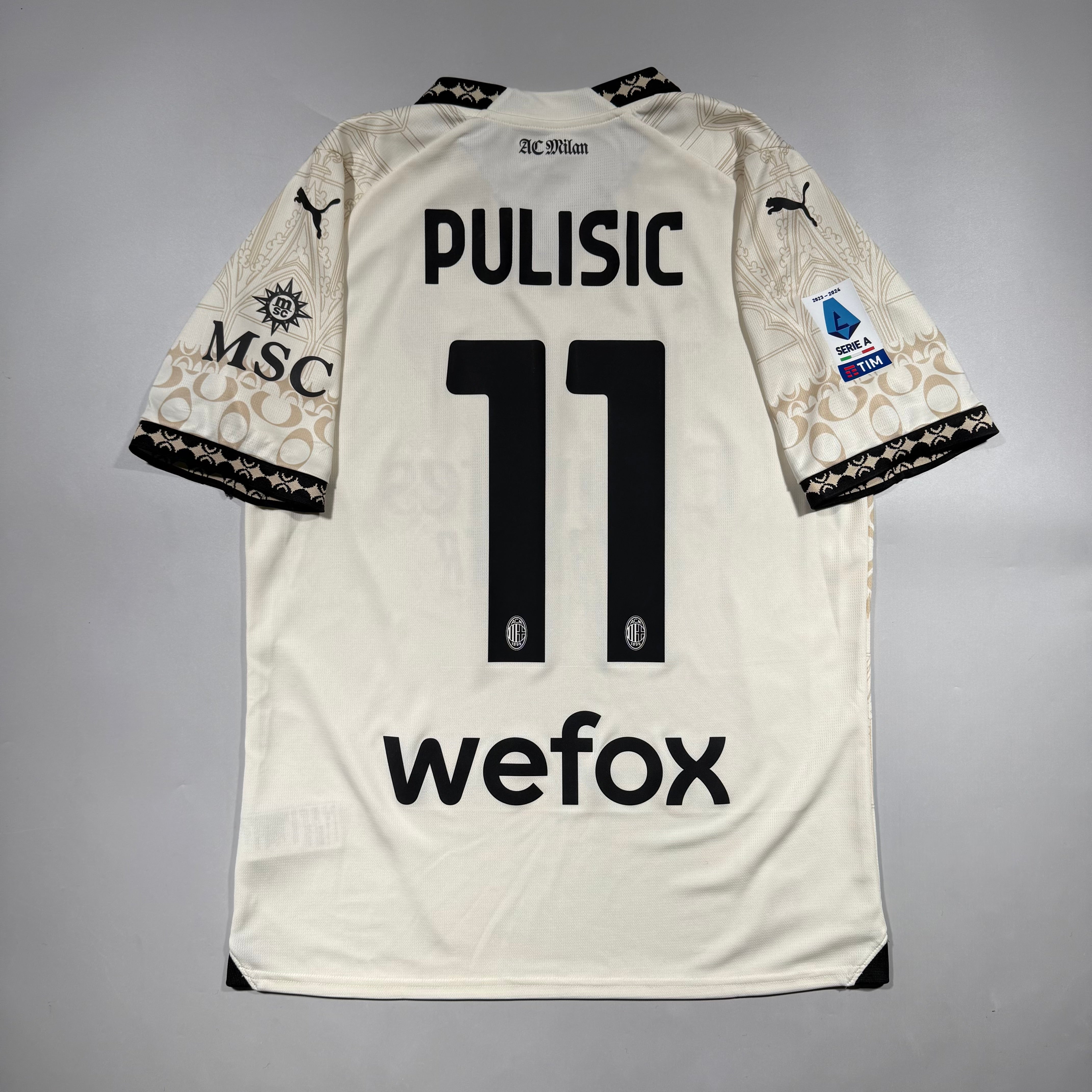 Official #11 Pulisic 23/24 AC Milan×Pleasures 4th Stadium Shirt