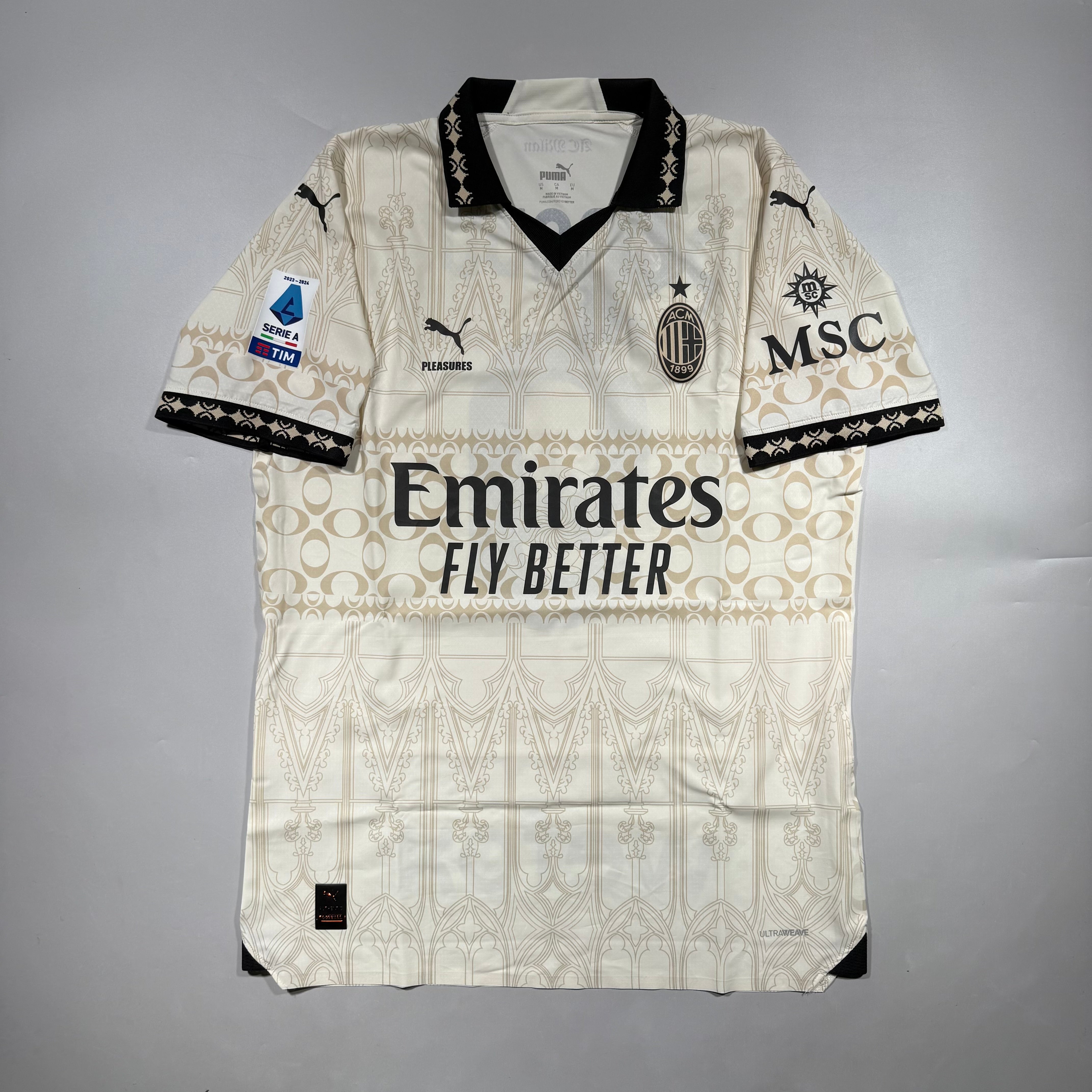 Official #9 Giroud 23/24 AC Milan × Pleasures 4th Authentic Shirt