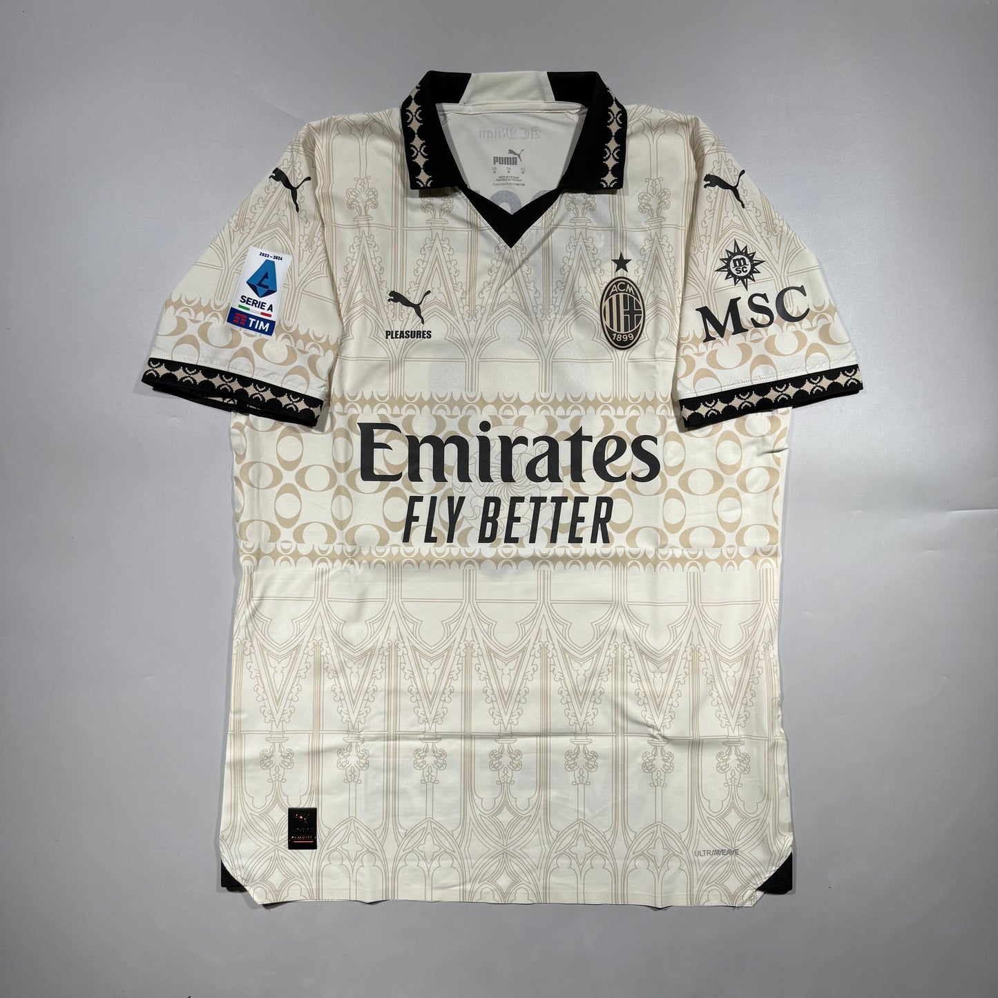 Official #9 Giroud 23/24 AC Milan × Pleasures 4th Authentic Shirt + Box Size M