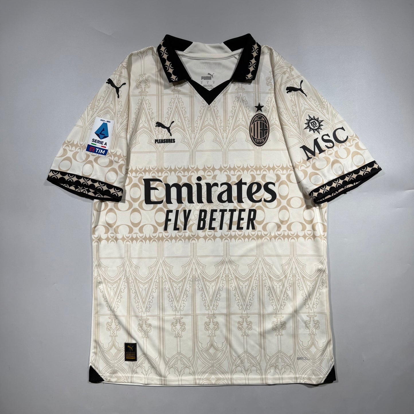 Official #11 Pulisic 23/24 AC Milan×Pleasures 4th Stadium Shirt