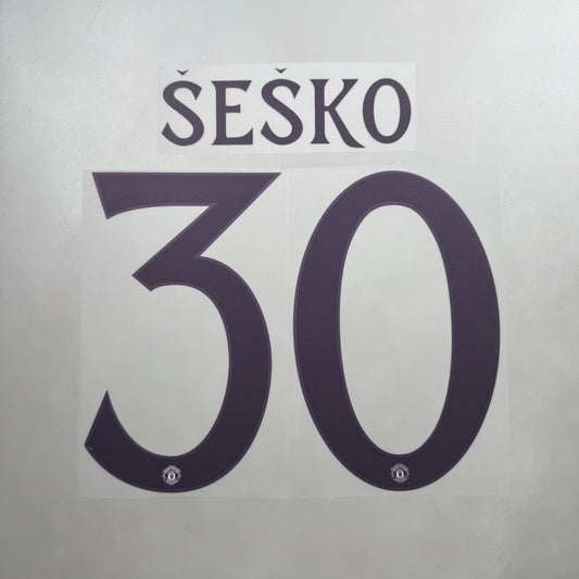Official #30 Sesko 25/26 Manchester United Away Name and Number set Club Font
