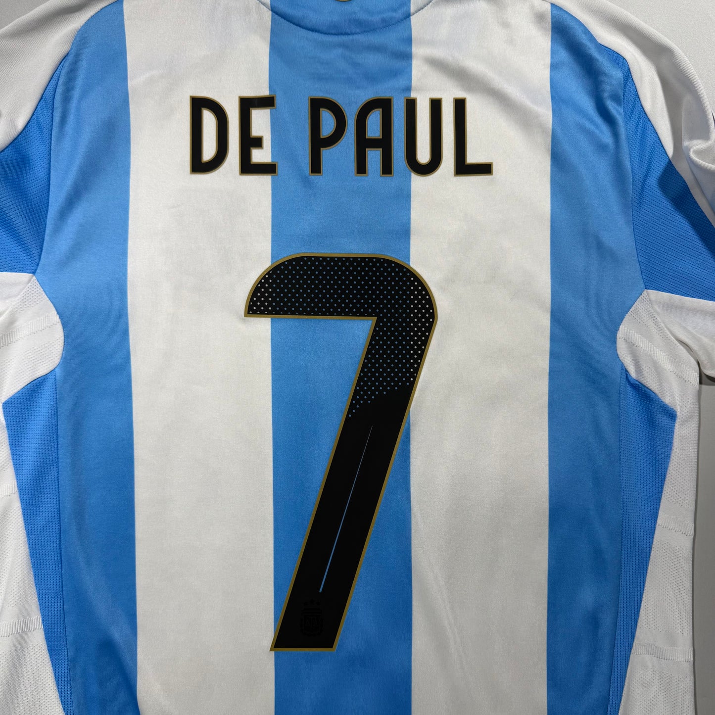 Official #7 De Paul 2024 Argentina Home Authentic Shirt 2026 FIFA World Cup Qualifier Patch Size S（JP:M）