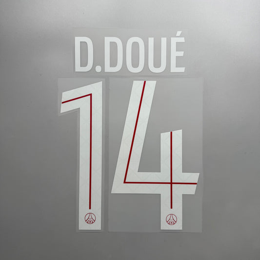 #14 Doue 25/26 Paris Saint-Germain (PSG) Home Name & Number set Club Font