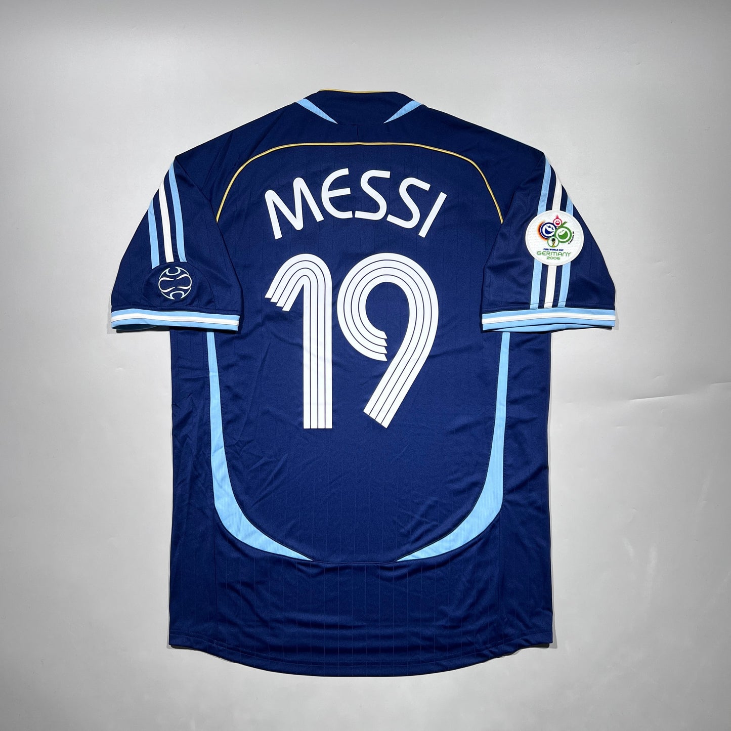 Pre-Order Official #19 Messi 2006 Argentina Away Stadium Shirt + 2006 FIFA World Cup Patch Germany