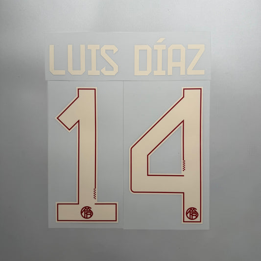 #14 Luis Diaz 25/26 FC Bayern Munchen 3rd Name & Number set