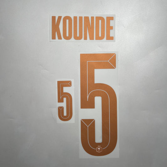 Official #5 Kounde 2026 France Away Name & Number set