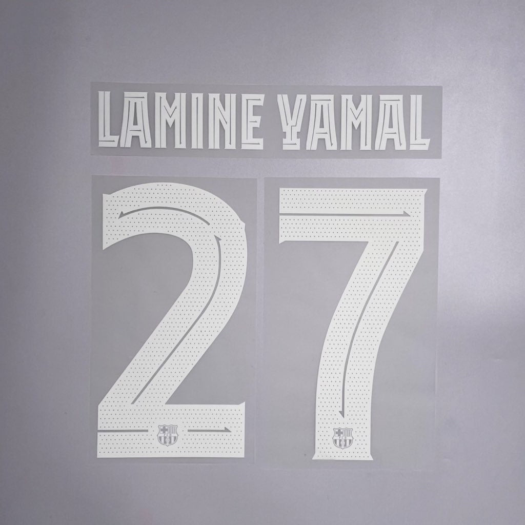 #27 Lamine Yamal 23/24 Barcelona Home Name & Number set Club Font