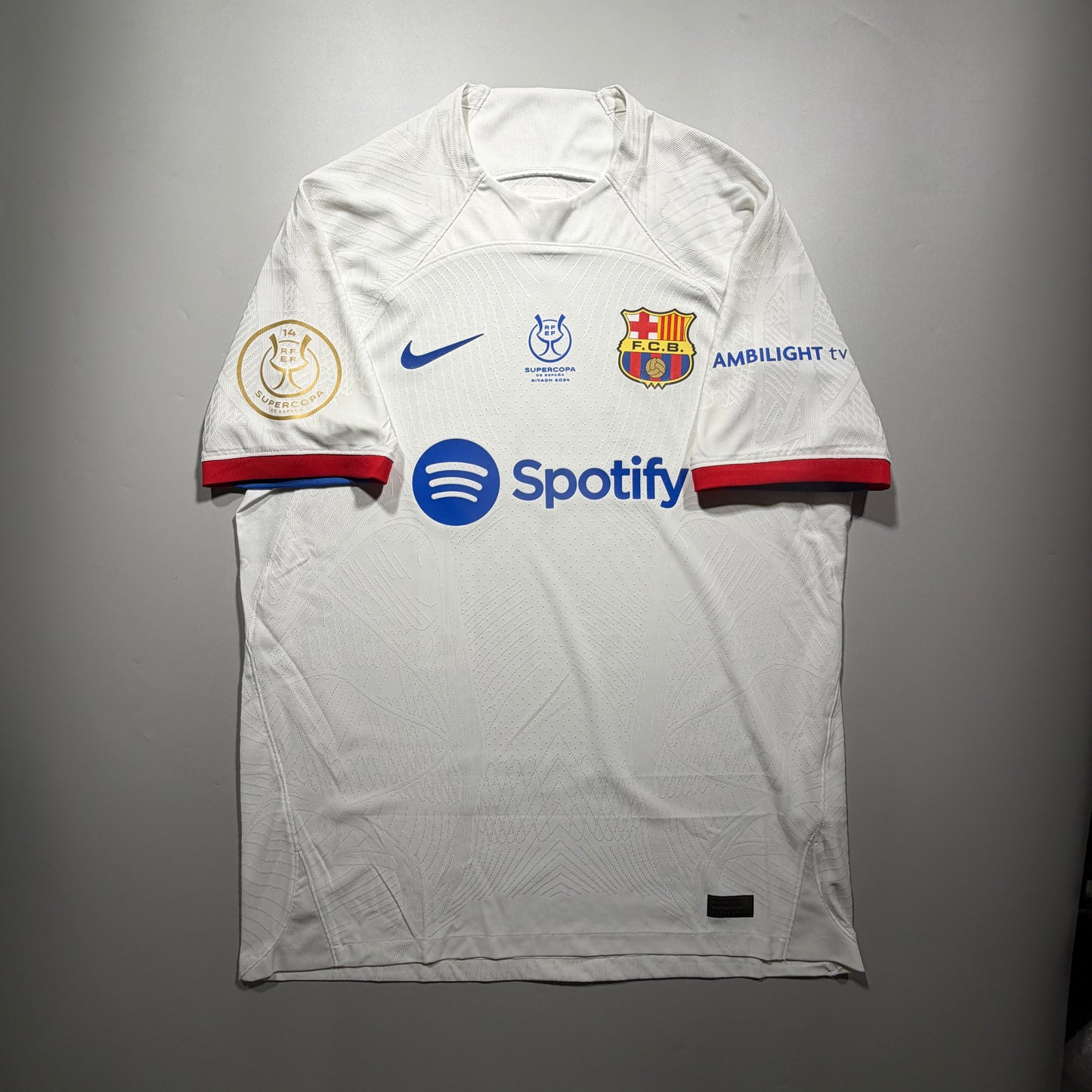 Official #21 F. De Jong 23/24 Barcelona Away Authentic Shirt Supercopa Semi-Final Nike DX2614-101