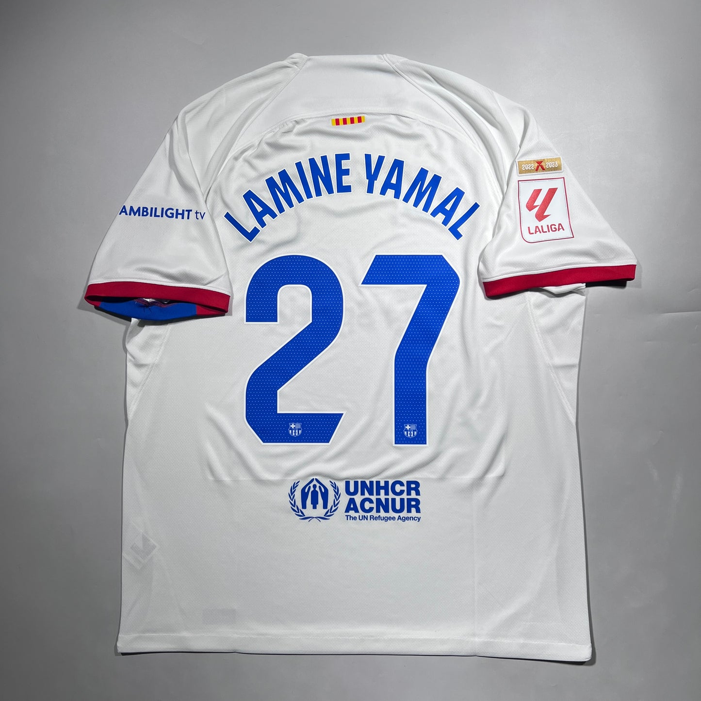 Official #27 Lamine Yamal 23/24 FC Barcelona Away Stadium Shirt Size XL