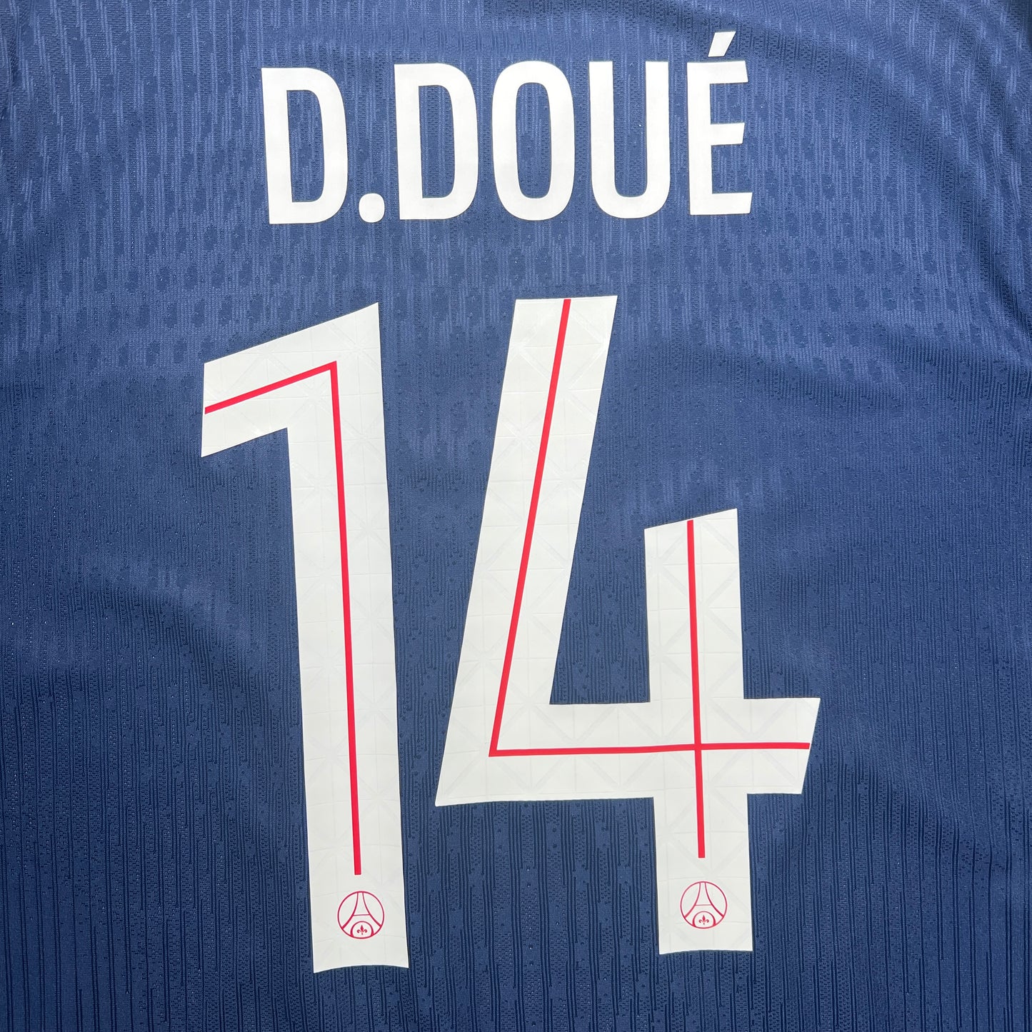 Official #14 Doue 25/26 PSG Home Authentic Shirt Size L