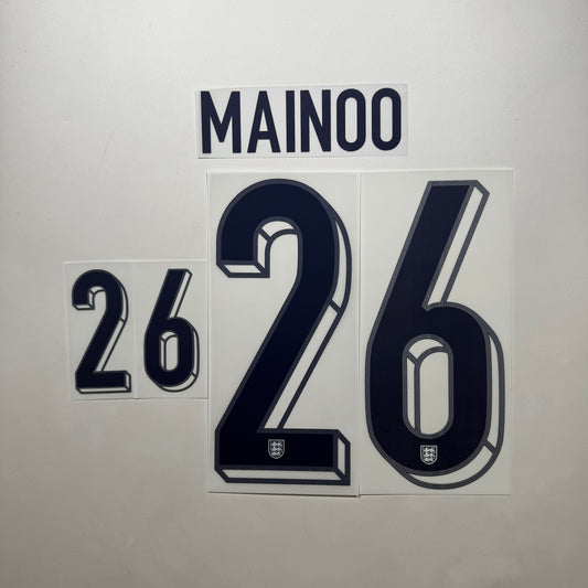 #26 Mainoo 2024 England Home Name & Number set