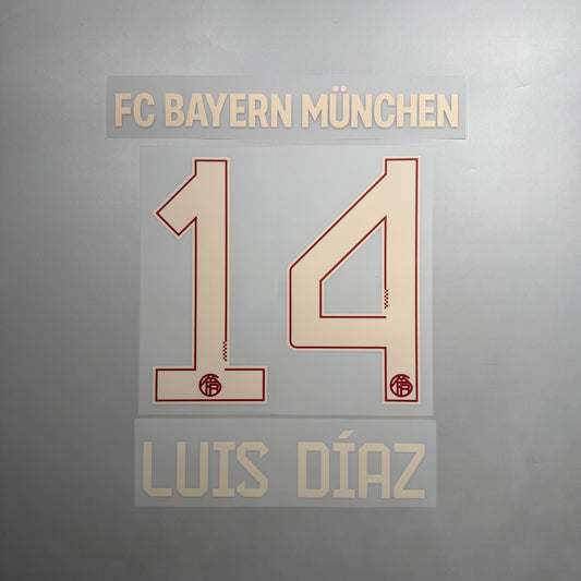 Official #14 Luis Diaz 25/26 FC Bayern Munchen 3rd Name & Number set
