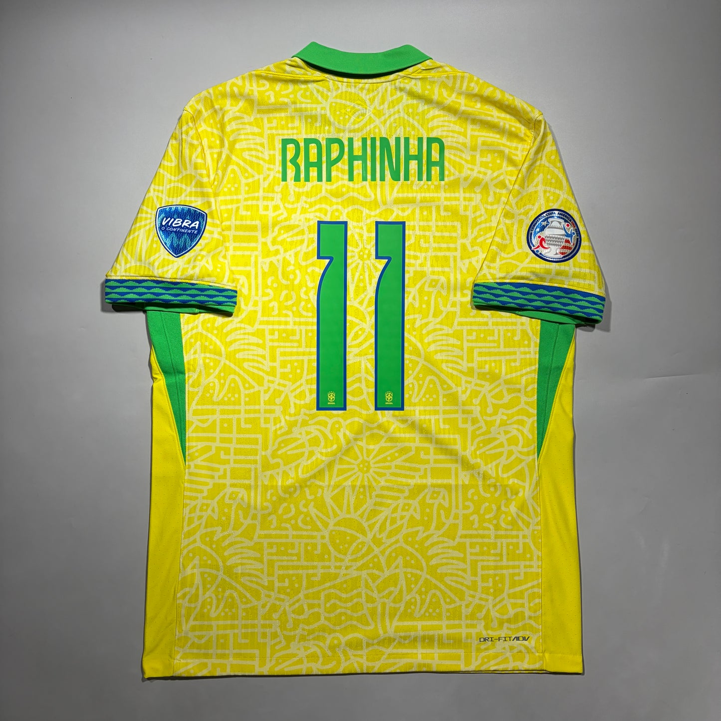 Official #11 Raphinha 2024 Brazil Home Authentic Shirt Copa America Size L