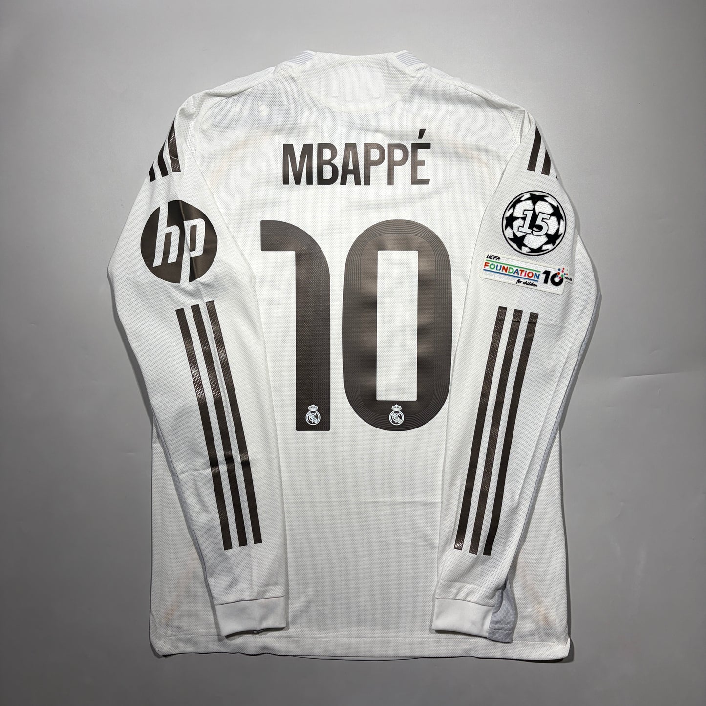 Official #10 Mbappe 25/26 Real Madrid Home Authentic Shirt Long Sleeve  Size JP:XL