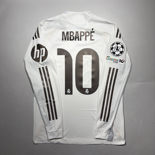 Official #10 Mbappe 25/26 Real Madrid Home Authentic Shirt Long Sleeve  Size JP:XL