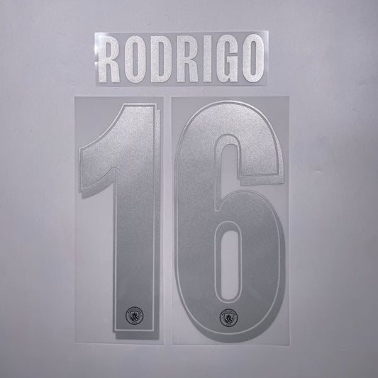 #16 Rodrigo 25/26 Manchester City Away Name & Number set Club Font