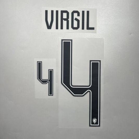 Official #4 Virgil 2026 Netherlands Away Name & Number set