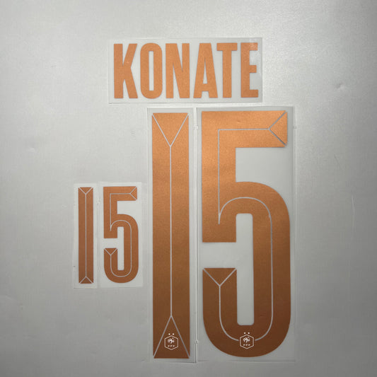 Official #15 Konate 2026 France Away Name & Number set