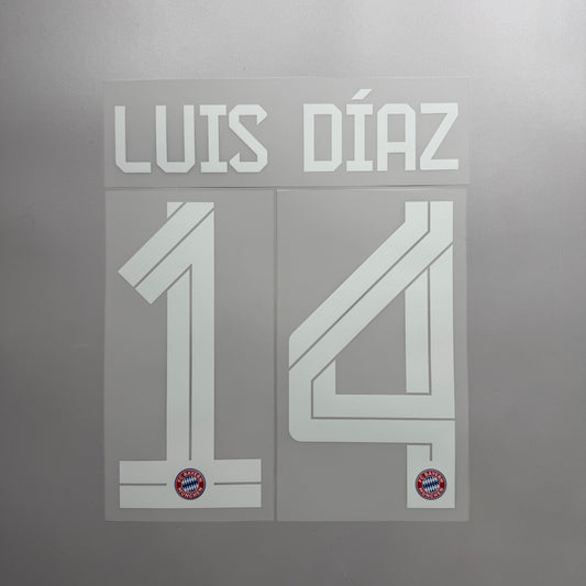 #14 Luis Diaz 25/26 Bayern Munchen Home Name & Number set Official