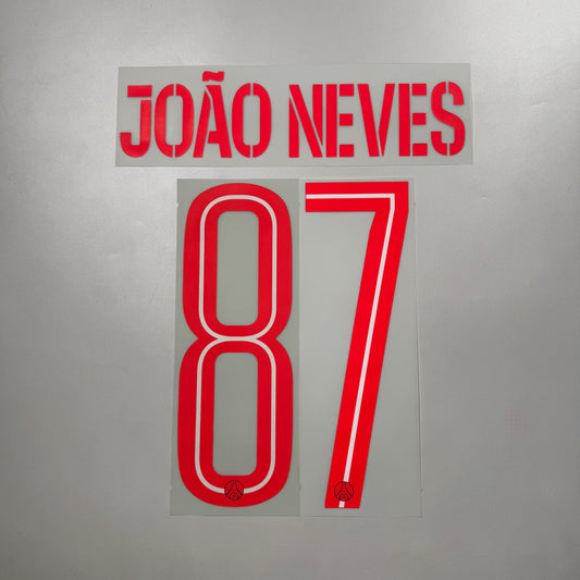 Official #87 Joao Neves 25/26 Paris Saint-Germant （PSG）4th Name & Number set Club Font