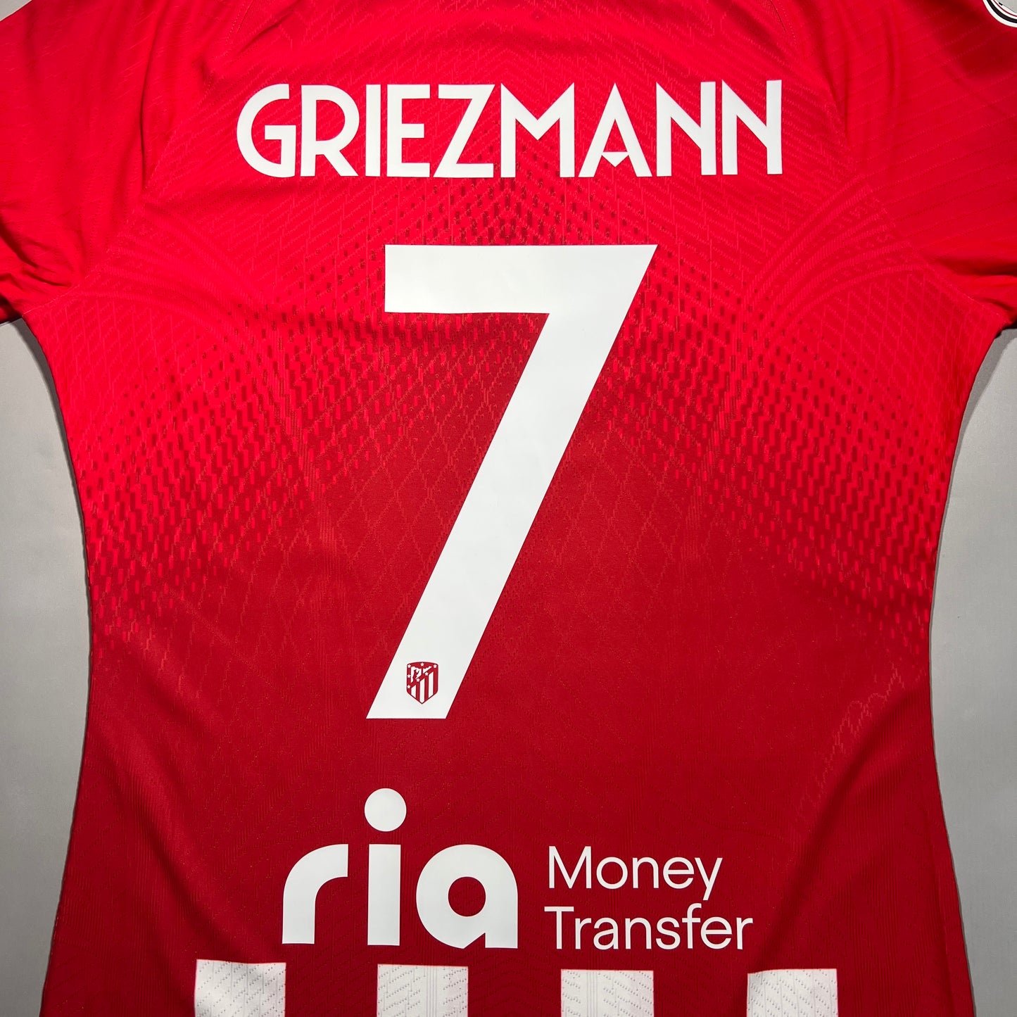 Official #7 Griezmann 23/24 Atletico Madrid Copa Del Rey Home Player Issue Long Sleeve Shirt Size M