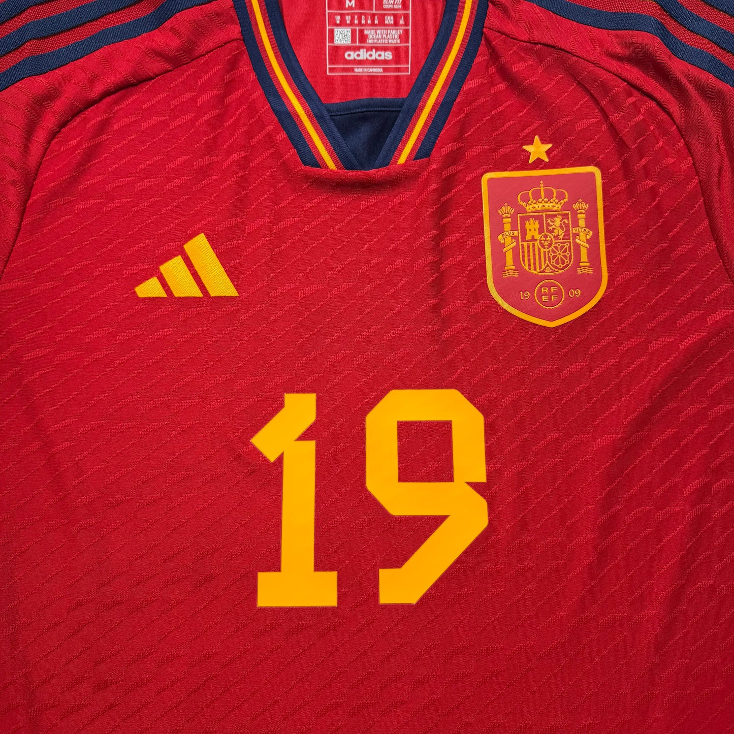 Official #19 Lamine Yamal 2022 Spain Home Authentic Shirt Size M=JP:XL