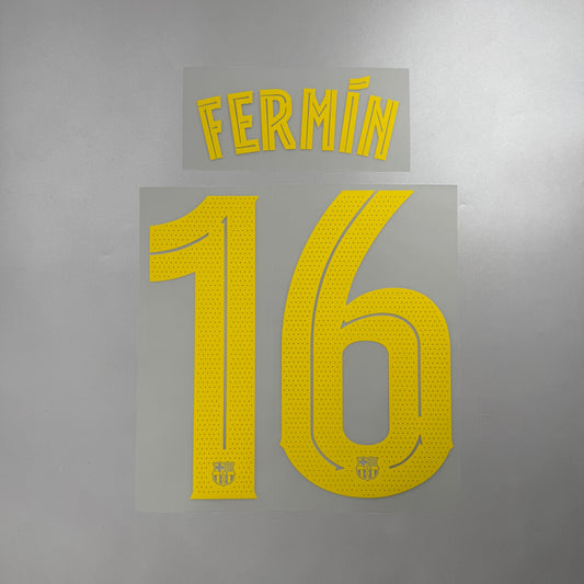 Official #16 Fermin 25/26 FC Barcelona Home Name and Number set Club Font