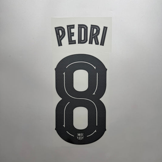 #8 Pedri 25/26 FC Barcelona Away Name & Number set Club Font Official