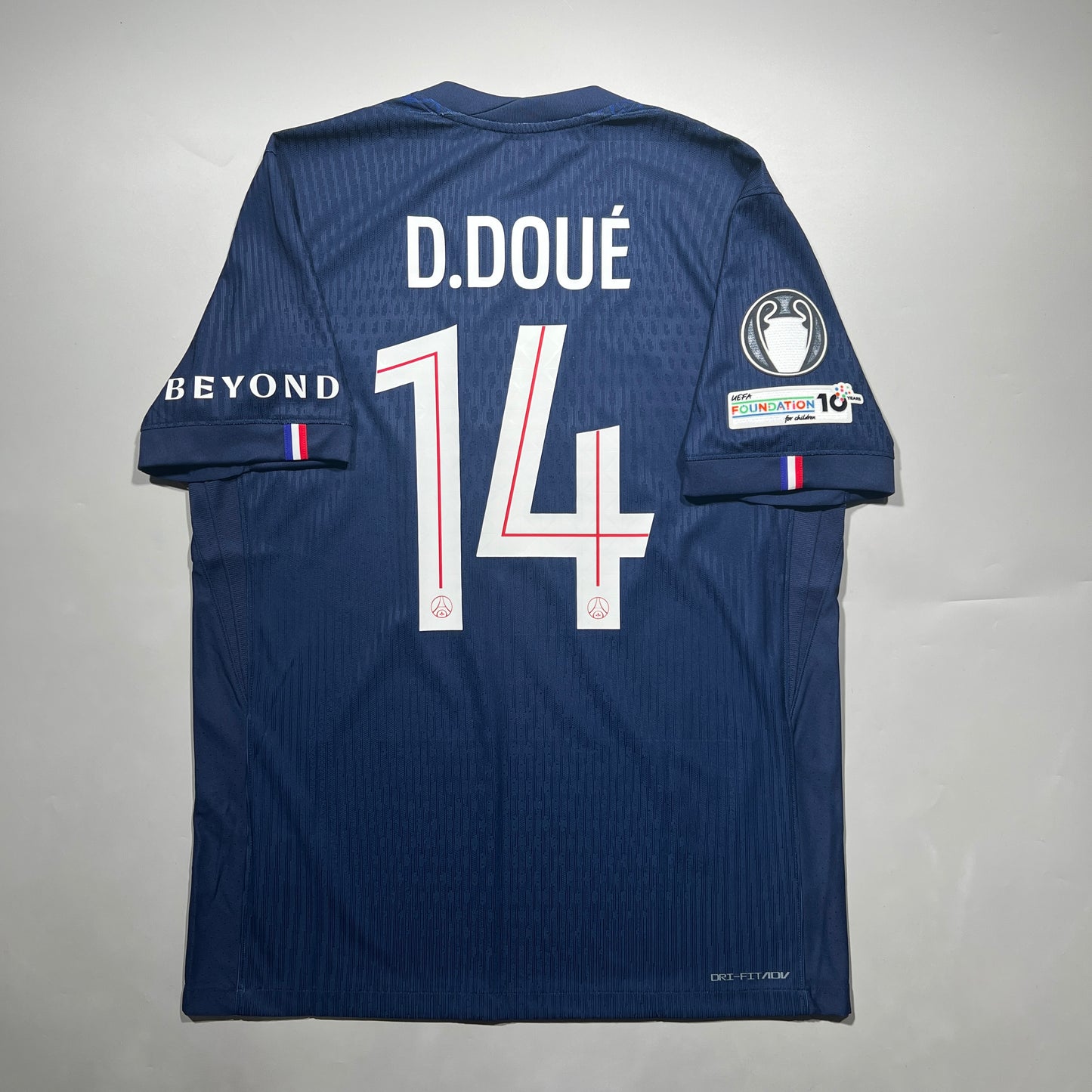 Official #14 Doue 25/26 PSG Home Authentic Shirt Size L