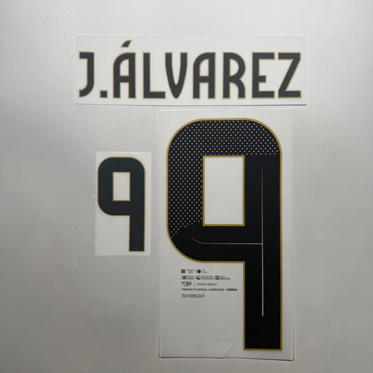 #9 J. Alvarez 2024 Argentina Home Name & Number set Official