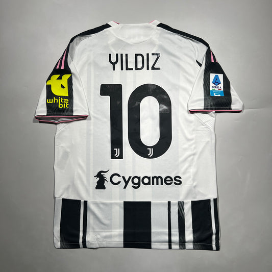 Official #10 Yildiz 25/26 Juventus Home Authentic Shirt Serie A EU Edition Size L（JP:2XL）