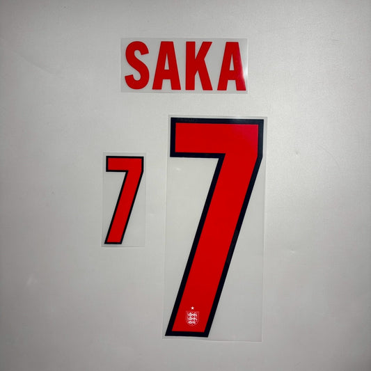 Official #7 Saka 2026 England Home Name & Number set