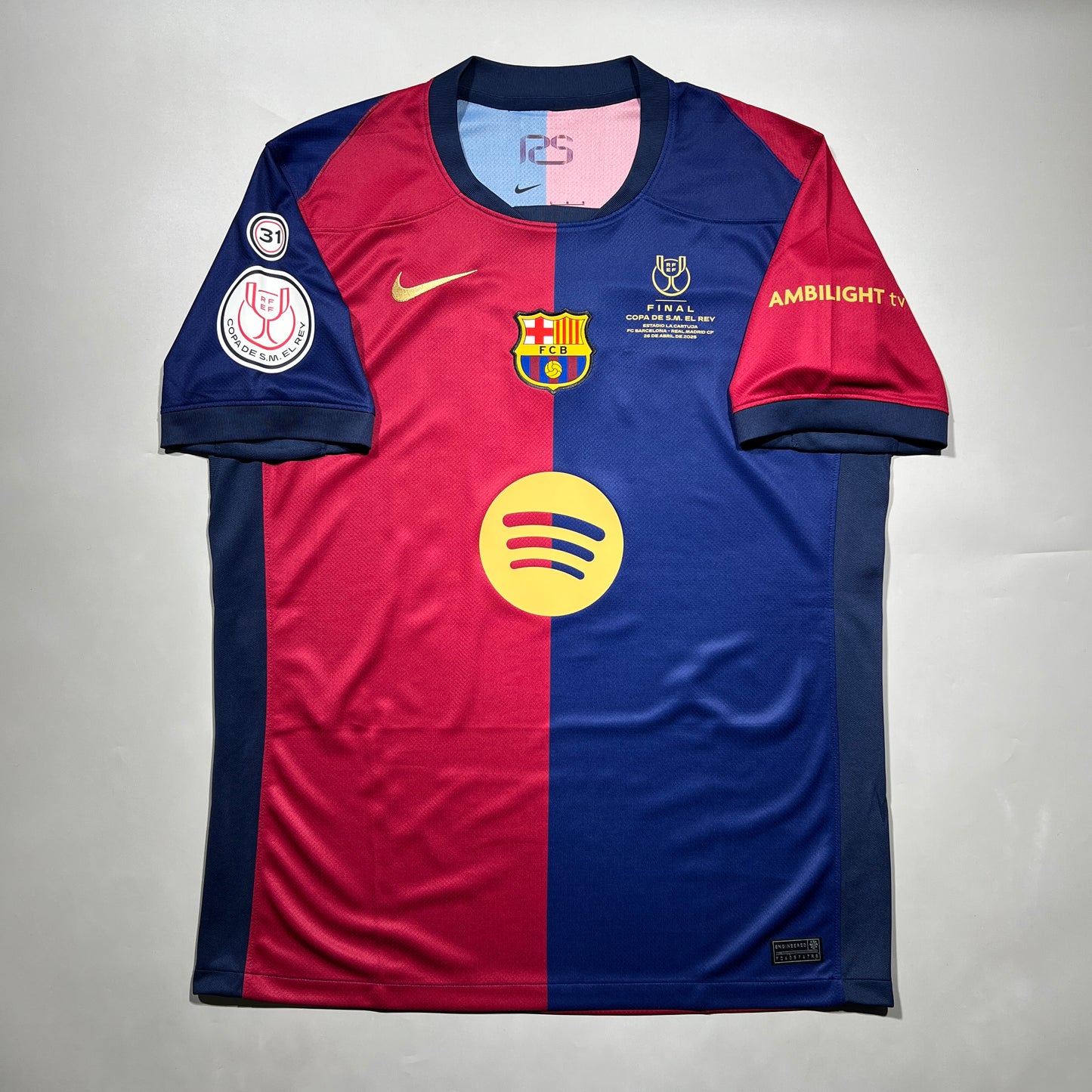 Official #11 Raphinha 24/25 FC Barcelona Home Stadium shirts Copa Del Rey Size L.