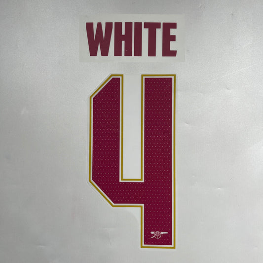 Official #4 White 25/26 Arsenal 3rd Name & Number set Cub Font
