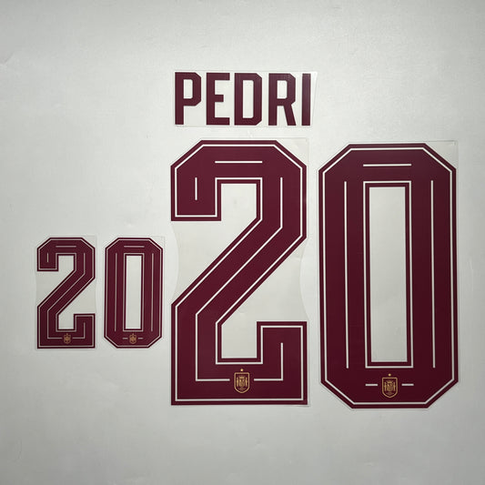 Official #20 Pedri 2026 Spain Away Name & Number set