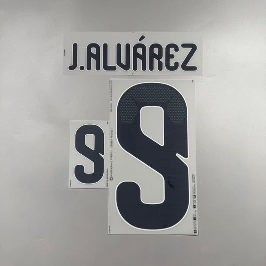 Official #9 J. Alvarez 2026 Argentina Home Name & Number set