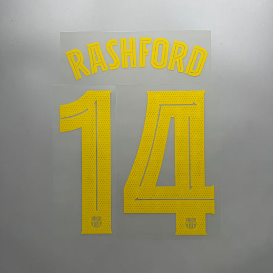 #14 Rashford 25/26 Barcelona Home Name & Number set Club Font Official