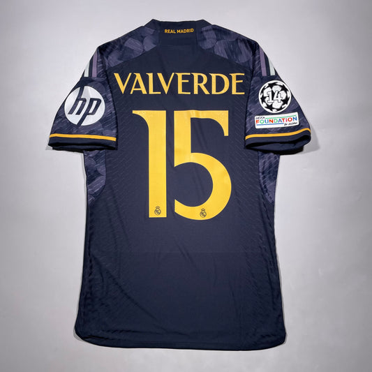 Official #15 Valverde 23/24 Real Madrid Away Authentic Shirt Champions League