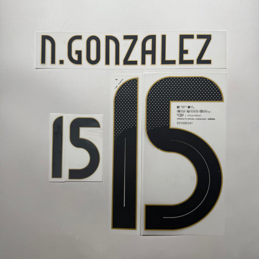 #15 N. Gonzalez 2024 Argentina Home Name & Number set Official