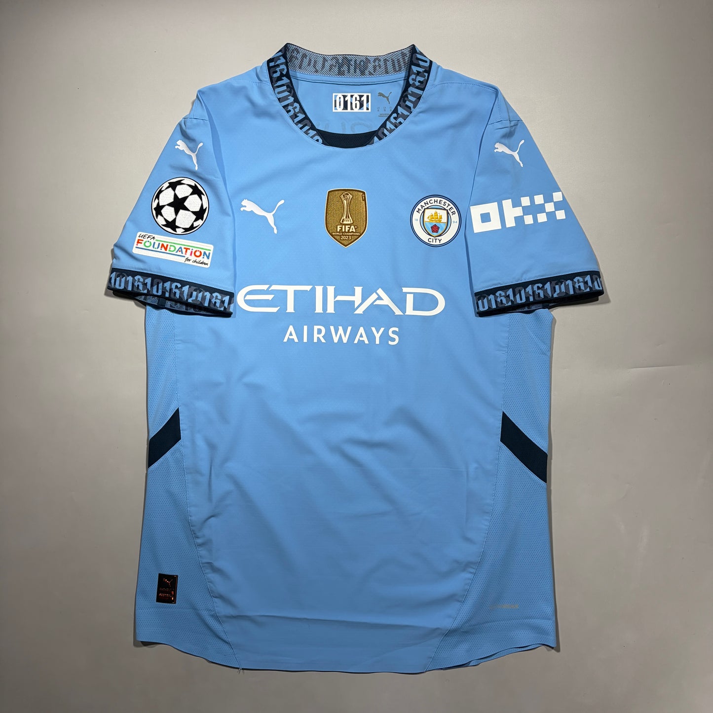 Official #17 De Bruyne 24/25 Manchester City Home  Authentic Shirt Size XL