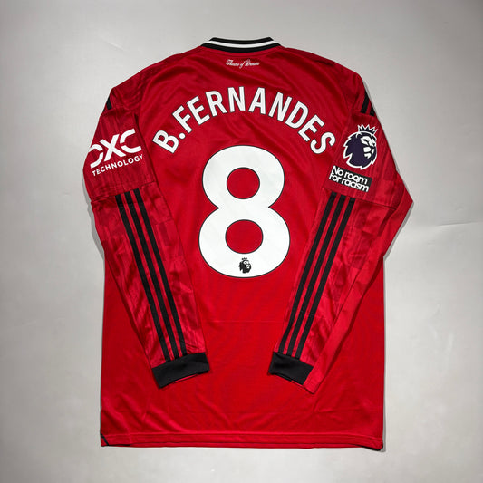 Official #8 B.Fernandes 25/26 Manchester United Home Stadium Long Sleeve Shirt Size JP:2XL
