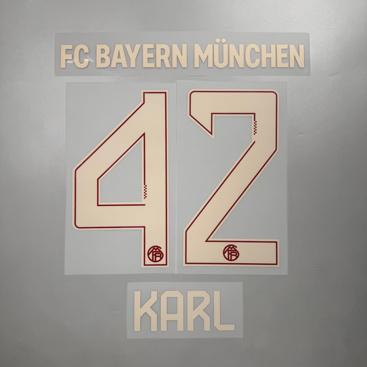 Official #42 Karl 25/26 FC Bayern Munchen 3rd Name & Number set + FC Bayern Munchen