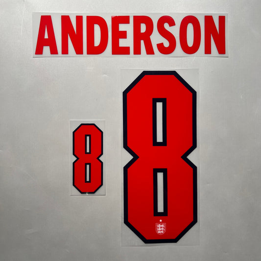 Official #8 Anderson 2026 England Home Name & Number set