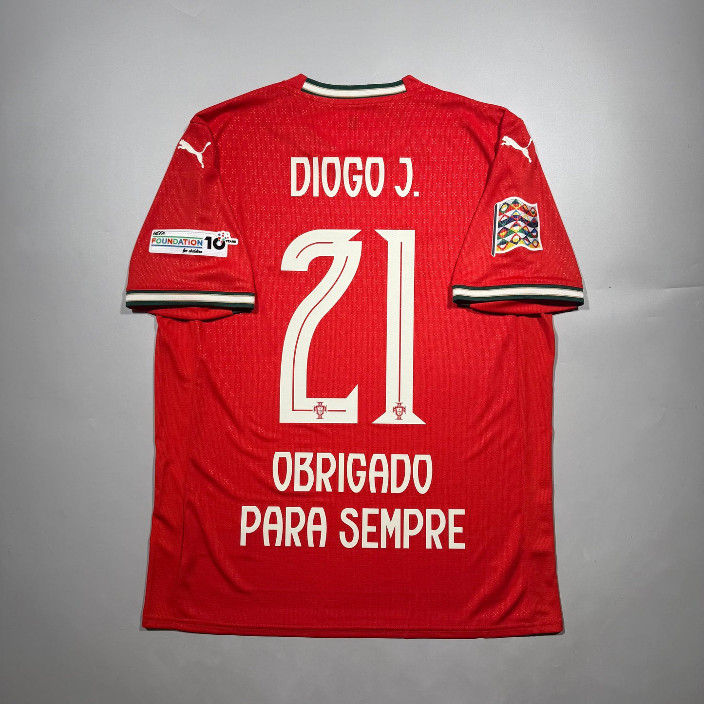 Official #21 Diogo J. Obrigado Para sempre  2024  Portugal Home Stadium Shirt