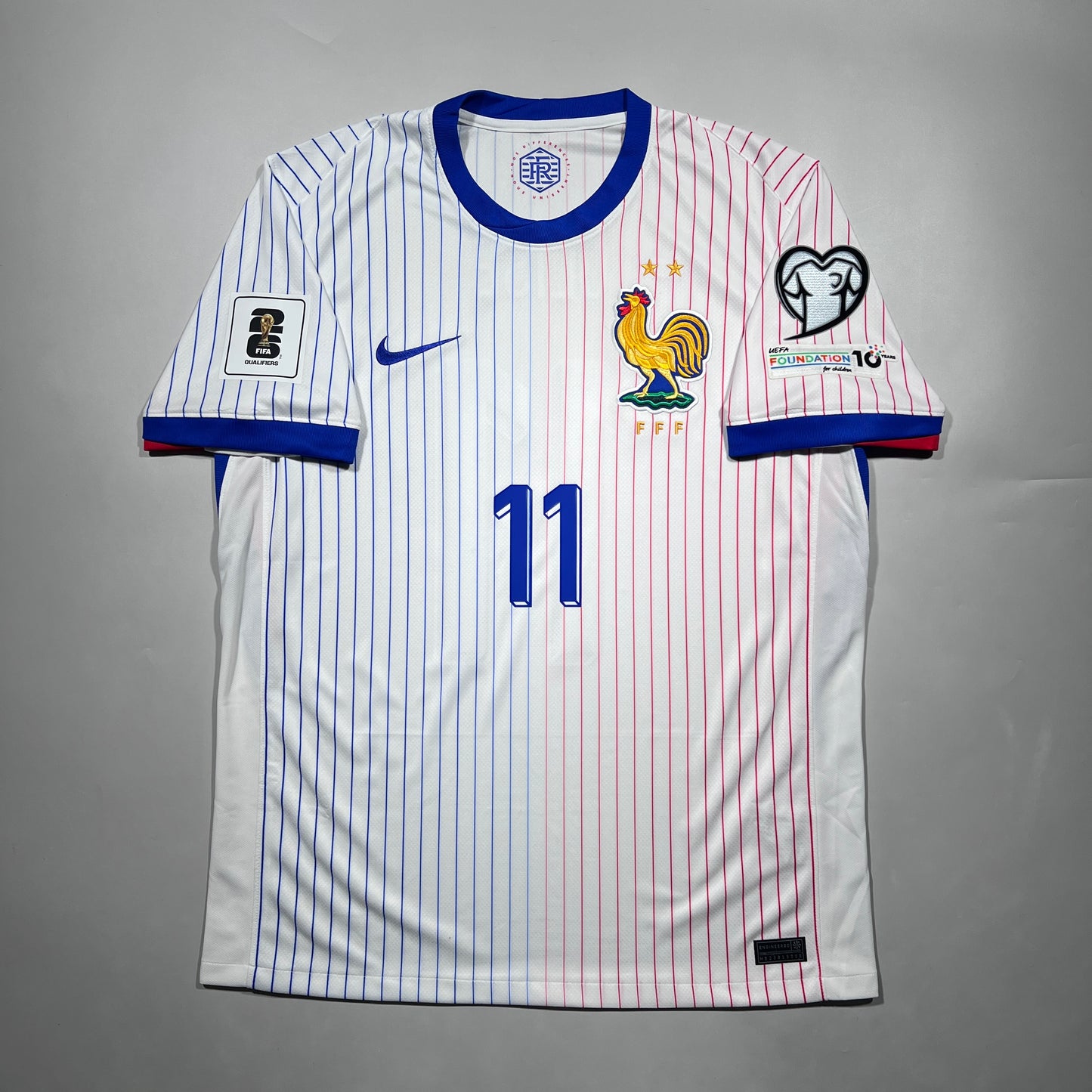 Official #11 Olise 2024 France Away Stadium Shirt FIFA World Cup 2026 European Qualifiers Patch Size L