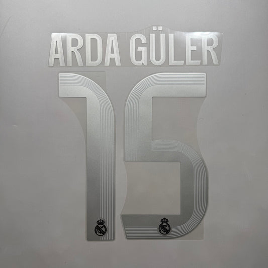 #15 Arda Guler 25/26 Real Madrid Away Name and Number set Official