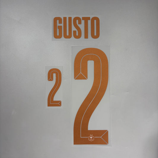 Official #2 Gusto 2026 France Away Name & Number set