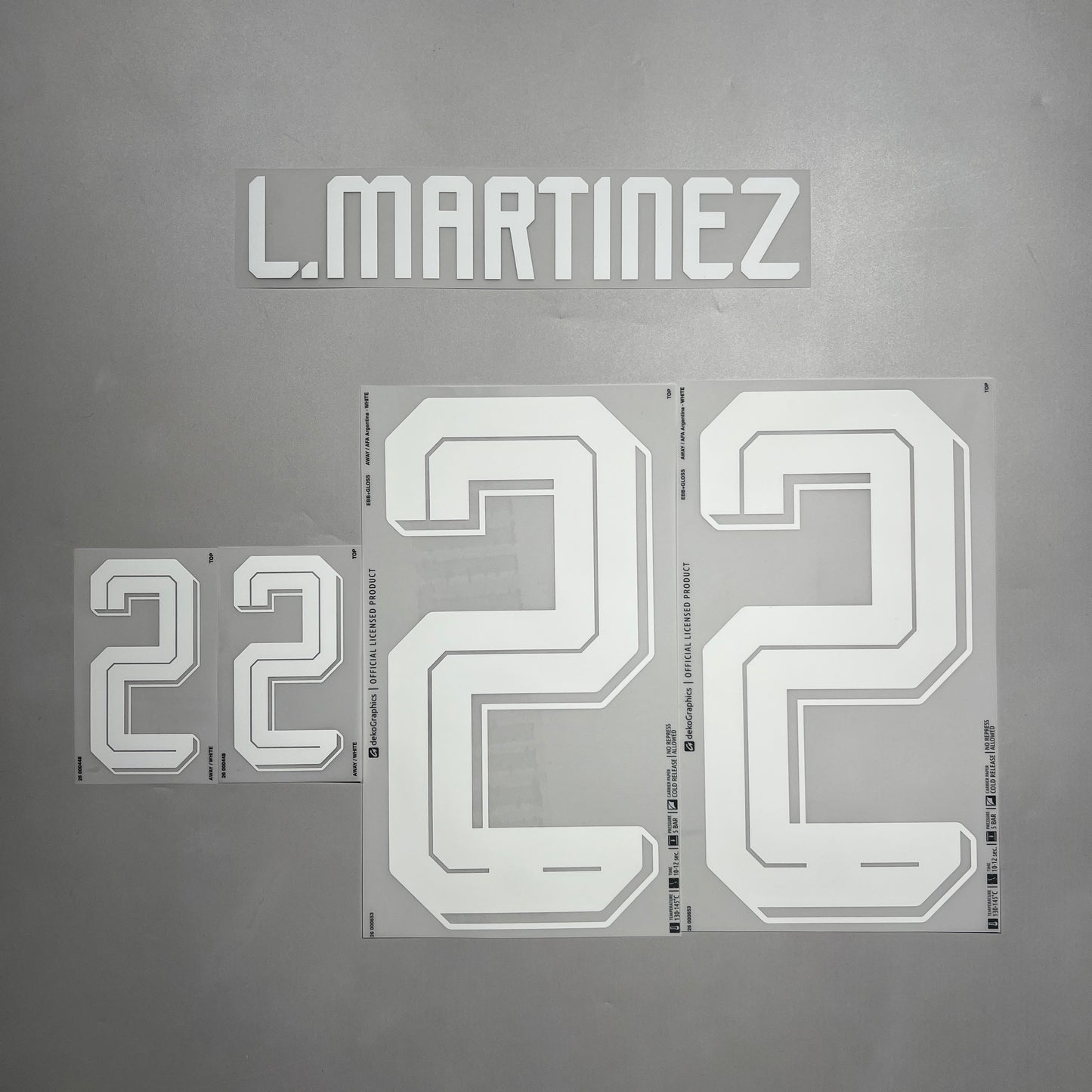 Official #22 L.Martinez 2026 Argentina Away Name & Number set