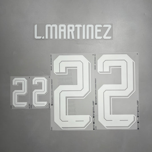 Official #22 L.Martinez 2026 Argentina Away Name & Number set